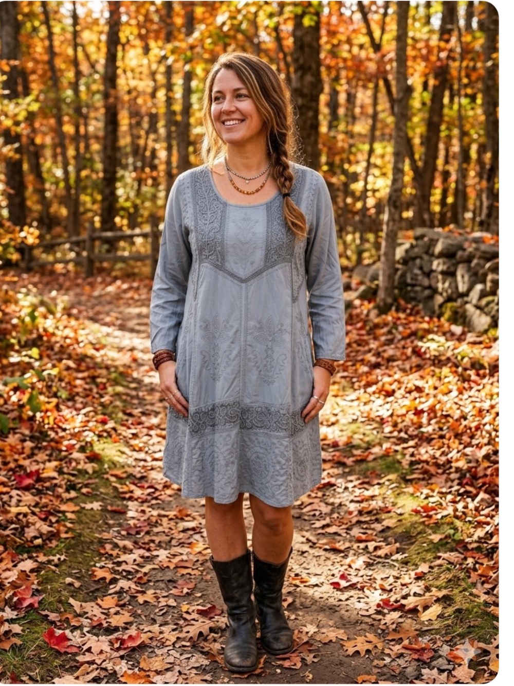 Holy Clothing Renaissance
Boho Embroidered Long Sleeve
Tunic Dress L blue NWOT